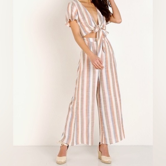 Show Me Your Mumu Val Striped Jumpsuit Shoreburt - Picture 3 of 12
